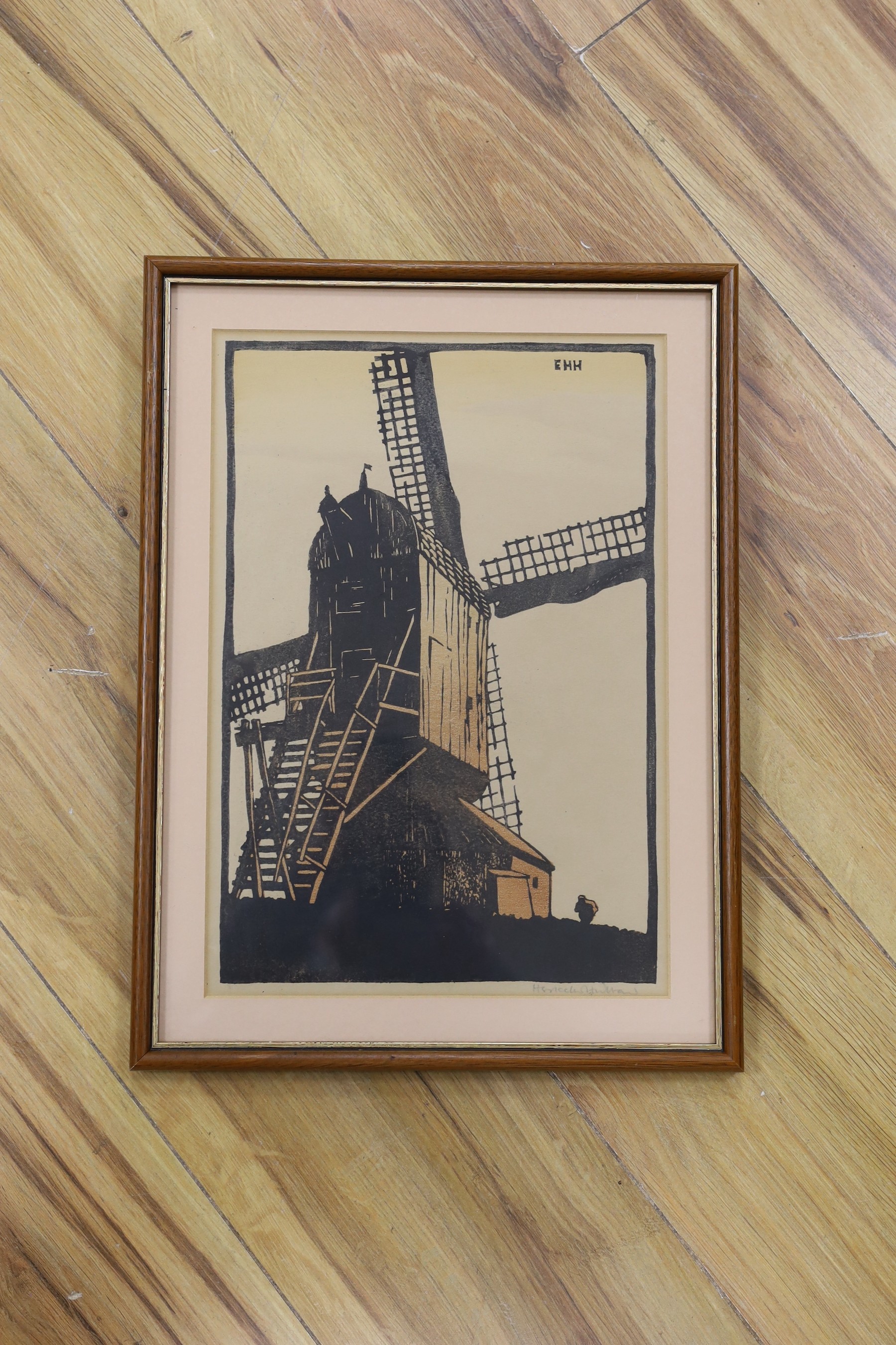 Eric Hesketh Hubbard (1892-1957), wood engraving, 'Windmill, Enkhuisen, Holland', signed in pencil, 31 x 21cm